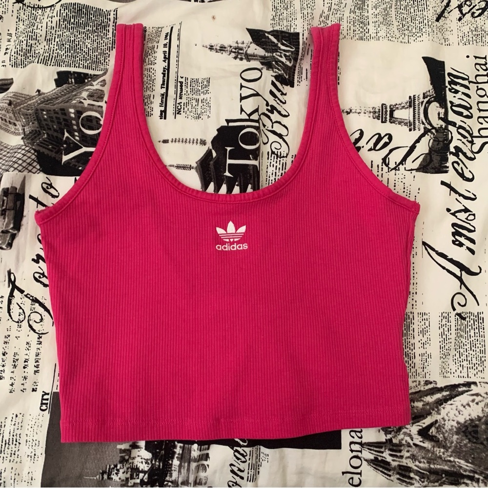 Hot pink Adidas crop tank top